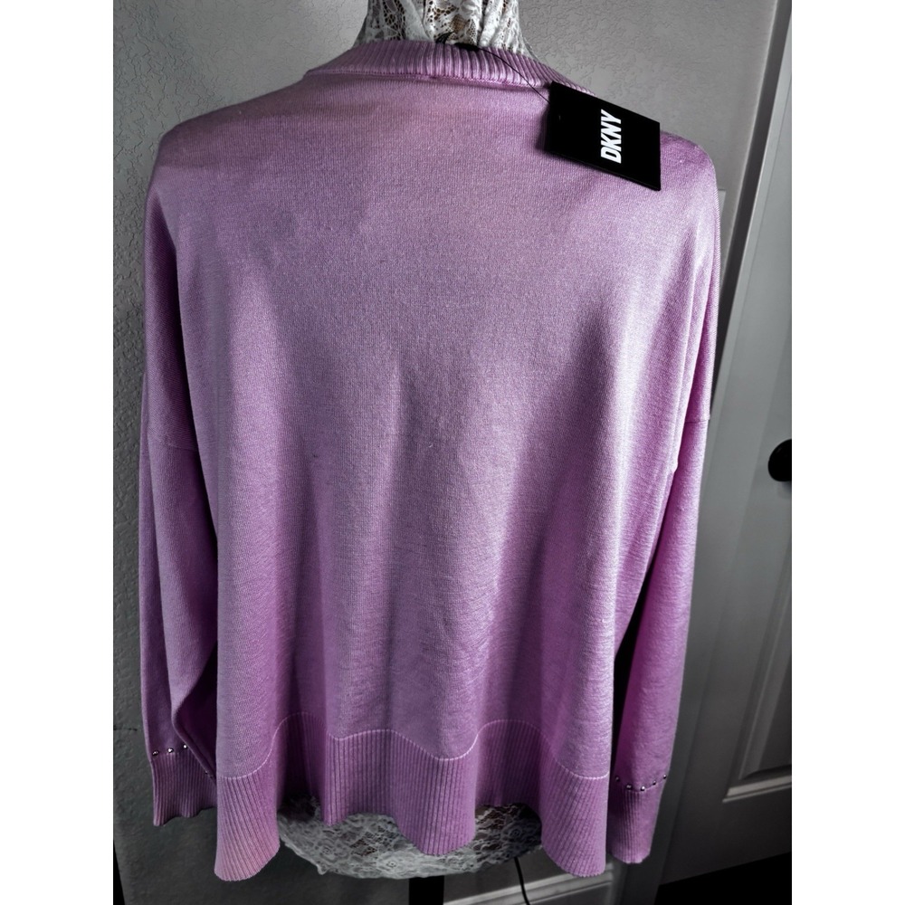 DKNY Women's  Barbie‎ Pink Sweater Silver Studs Accent  S Warm Cozy Coquette - Picture 7 of 12